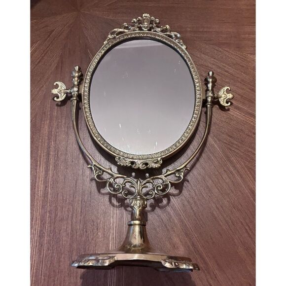 Vintage Gold Brass Italian Tabletop Mirror Hollywood
Regency Rococo style - Picture 3 of 7